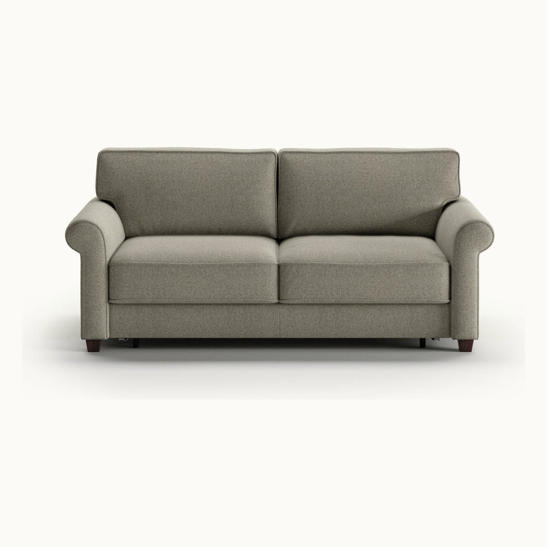 Casey Queen Loveseat Sleeper in Rene 03, Walnut legs — closed sofa, front view - What&