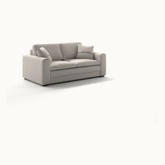Cove Queen Sleeper in Oasis 01, Walnut legs — closed sofa, side view — Luonto at What&