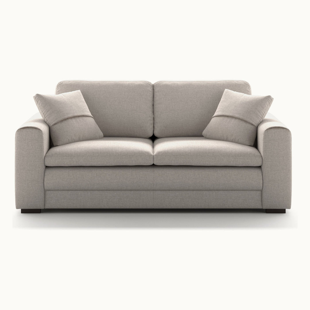 Cove Queen Sleeper in Oasis 01, Walnut legs — closed sofa, front view — Luonto at What&
