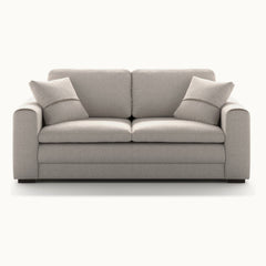 Cove Queen Sleeper in Oasis 01, Walnut legs — closed sofa, front view — Luonto at What&