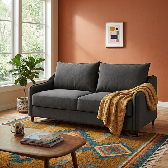 Ethos Queen Sleeper Sofa styled in a bright Portland mid-century modern interior - Whats New Furniture