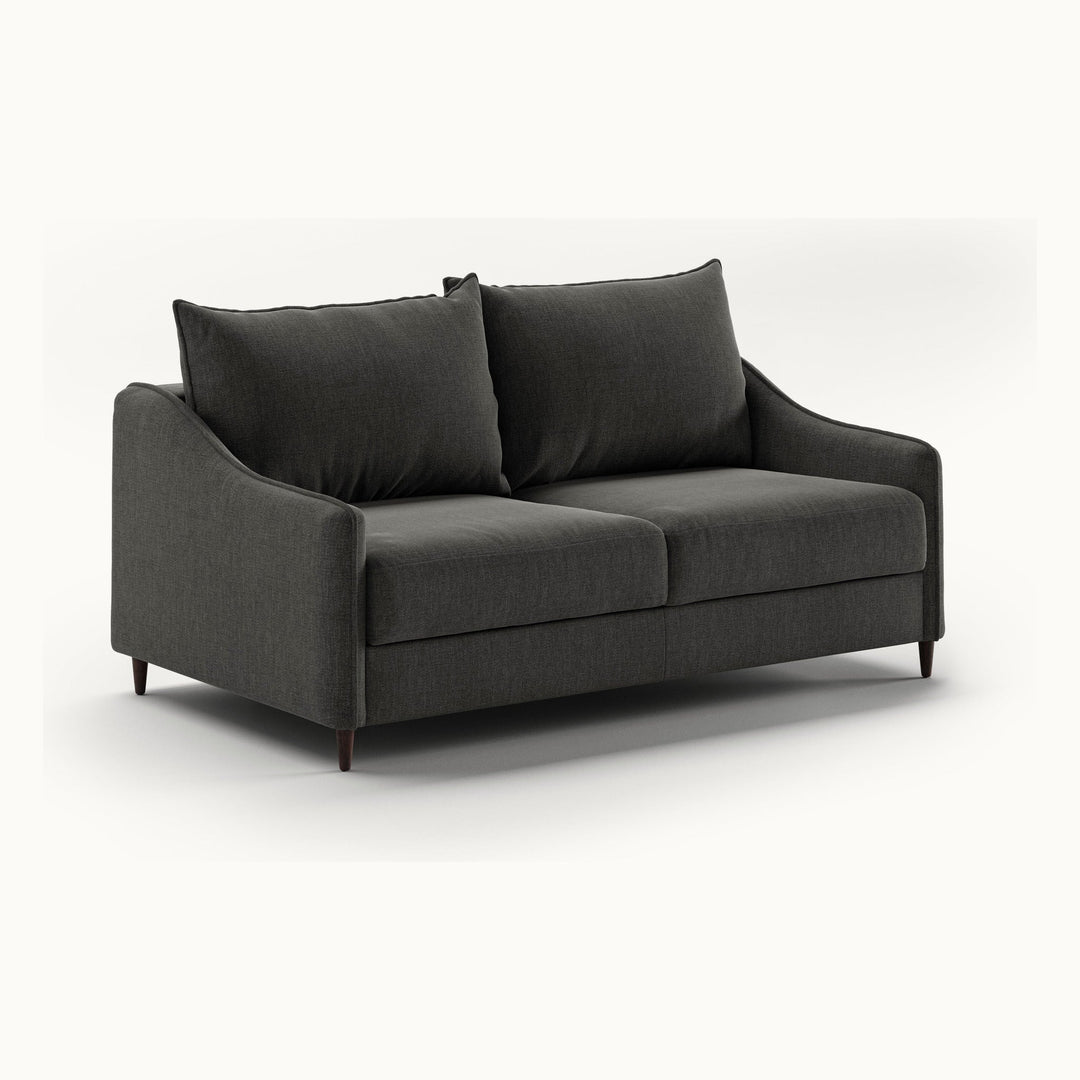 Ethos Queen Loveseat Sleeper in Oliver 515, Walnut legs — closed sofa, angle view - What&