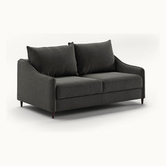 Ethos Queen Loveseat Sleeper in Oliver 515, Walnut legs — closed sofa, angle view - What&
