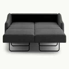 Ethos Queen Loveseat Sleeper in Oliver 515, Walnut legs — bed extended, front view - What&