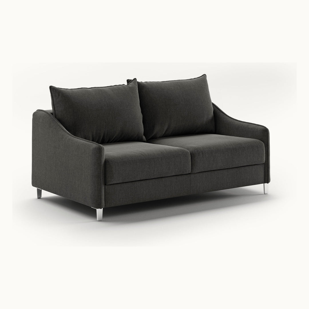 Ethos Queen Loveseat Sleeper in Oliver 515, Chrome legs — closed sofa, angle view - What&