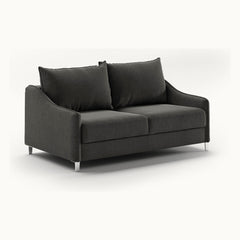 Ethos Queen Loveseat Sleeper in Oliver 515, Chrome legs — closed sofa, angle view - What&
