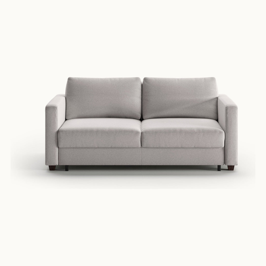 Fantasy Queen Loveseat Sleeper in Rene 01, Walnut legs — closed sofa, front view - What&