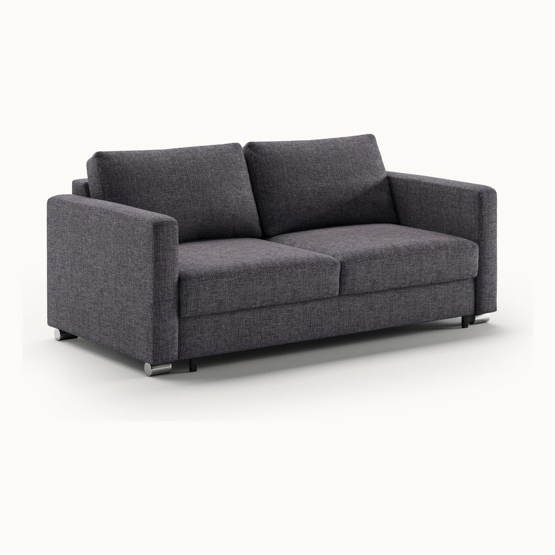 Fantasy Queen Loveseat Sleeper in Rene 04, Chrome legs — closed sofa, angle view - What&
