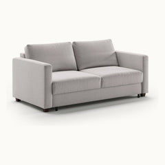 Fantasy Queen Loveseat Sleeper in Rene 01, Walnut legs — closed sofa, angle view - What&