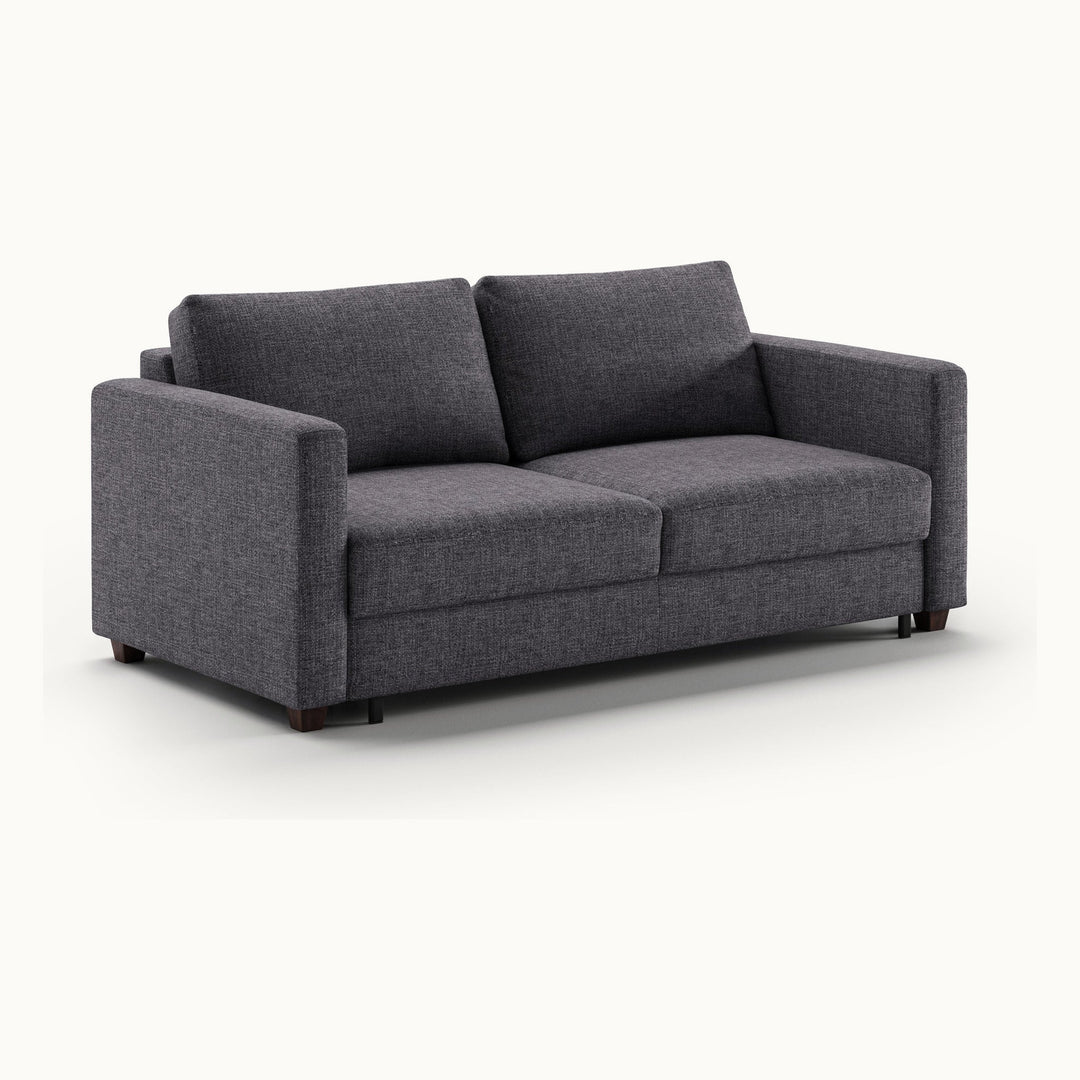 Fantasy Queen Loveseat Sleeper in Rene 04, Walnut legs — closed sofa, angle view - What&