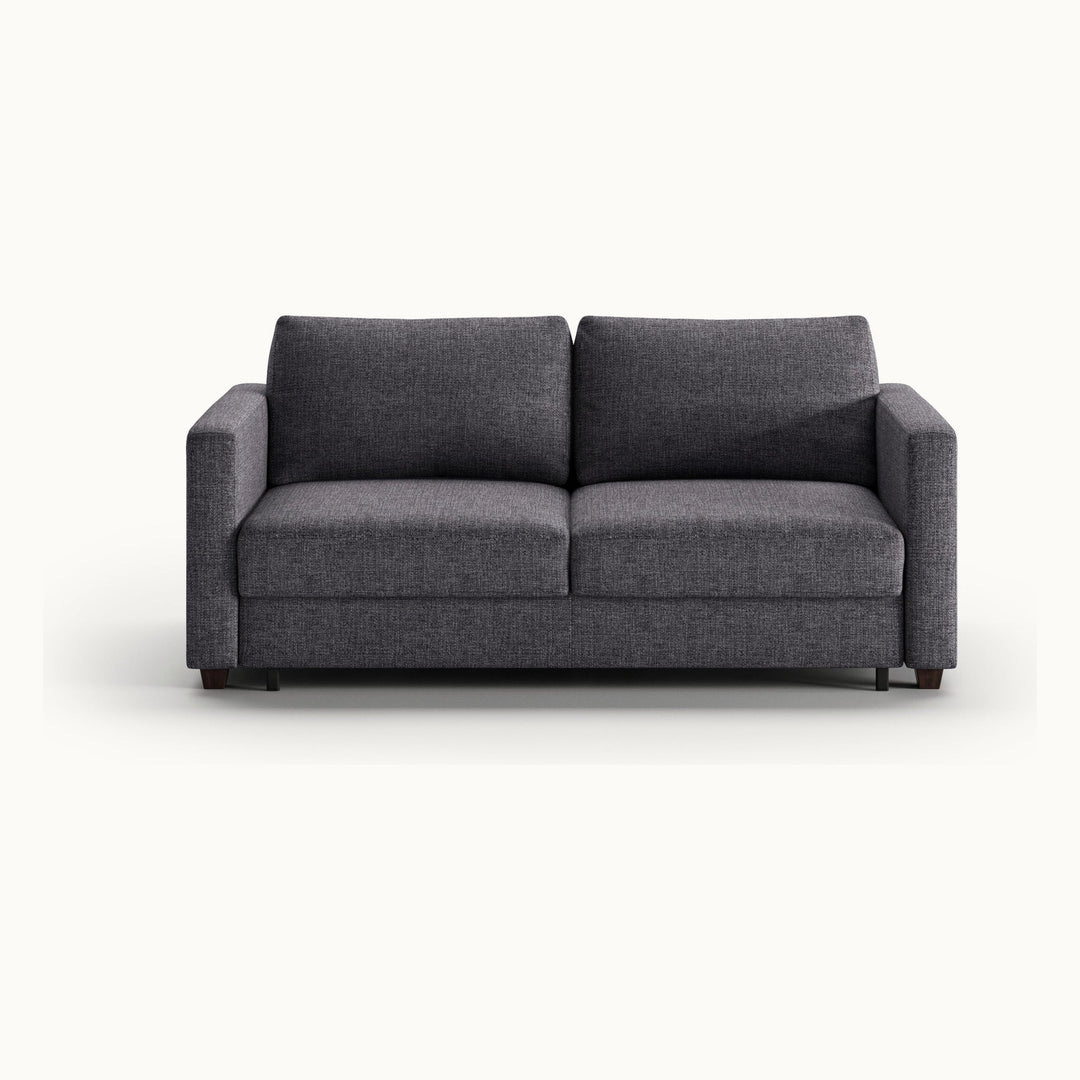 Fantasy Queen Loveseat Sleeper in Rene 04, Walnut legs — closed sofa, front view - What&