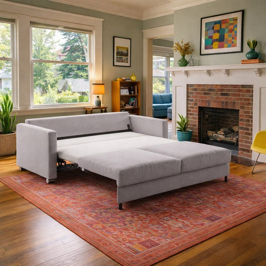Fantasy Queen Sleeper Rene 01 light gray bed extended in a Portland living room