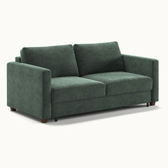 Fantasy Queen Loveseat Sleeper in Glamour 12, Walnut legs — closed sofa, angle view - What&