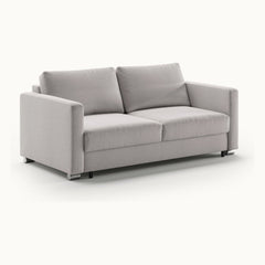 Fantasy Queen Loveseat Sleeper in Rene 01, Chrome legs — closed sofa, angle view - What&