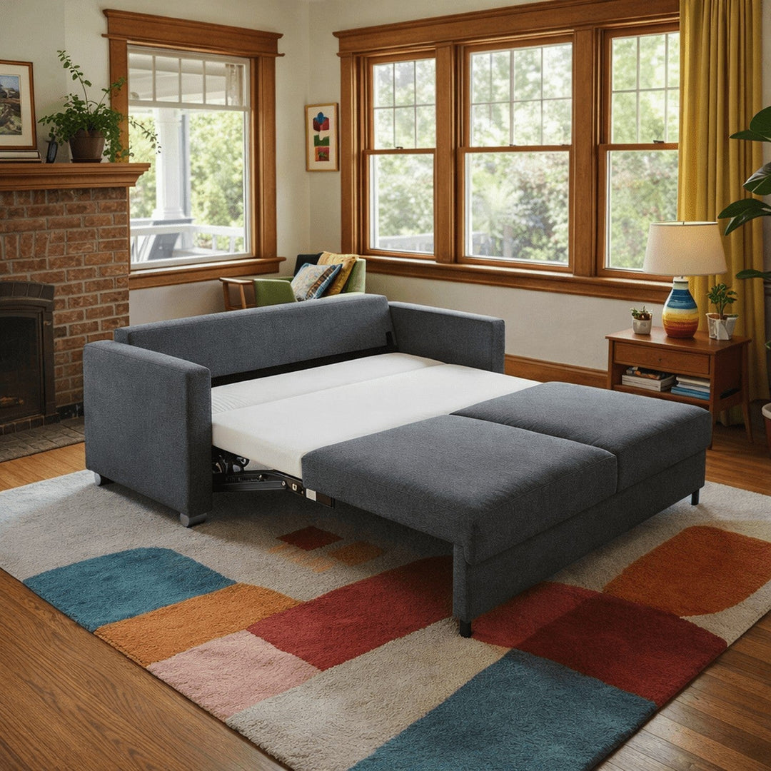 Fantasy Queen Sleeper Rene 04 charcoal gray bed extended in a Portland living room