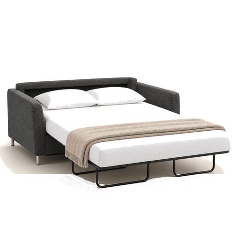 Monika Queen Sleeper open with bed made pure white no shadow icon - Whats New Furniture Portland