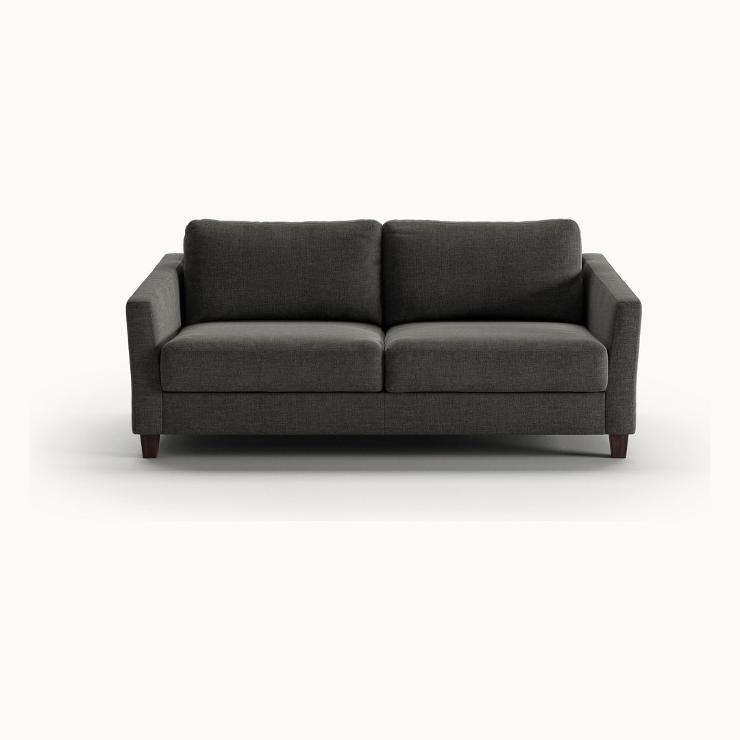Monika Queen Loveseat Sleeper in Oliver 515, Walnut legs — closed sofa, front view - What&
