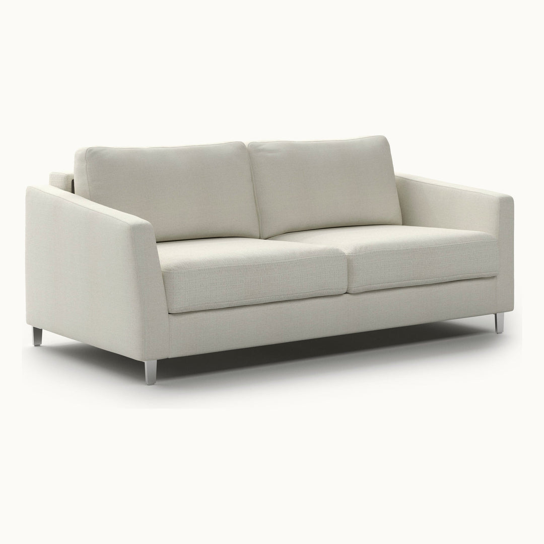 Monika Queen Loveseat Sleeper in Harmony 02, Chrome legs — closed sofa, angle view - What&