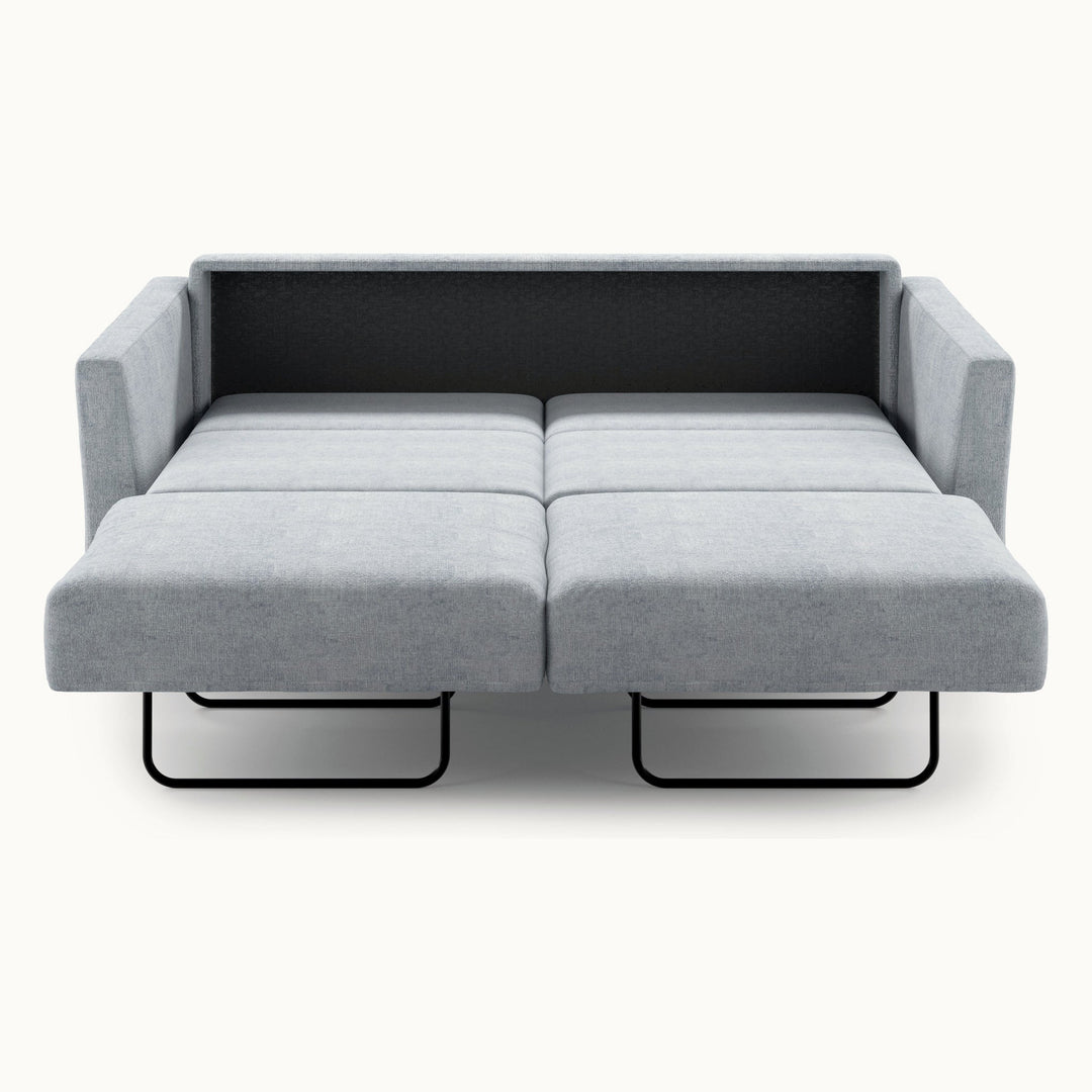 Monika Queen Loveseat Sleeper in Cerona 70, Oak legs — bed extended, front view - What&