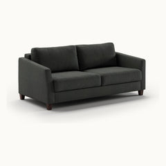Monika Queen Loveseat Sleeper in Loule 630, Walnut legs — closed sofa, angle view - What&