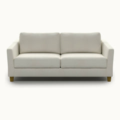 Monika Queen Loveseat Sleeper in Harmony 02, Oak legs — closed sofa, front view - What&