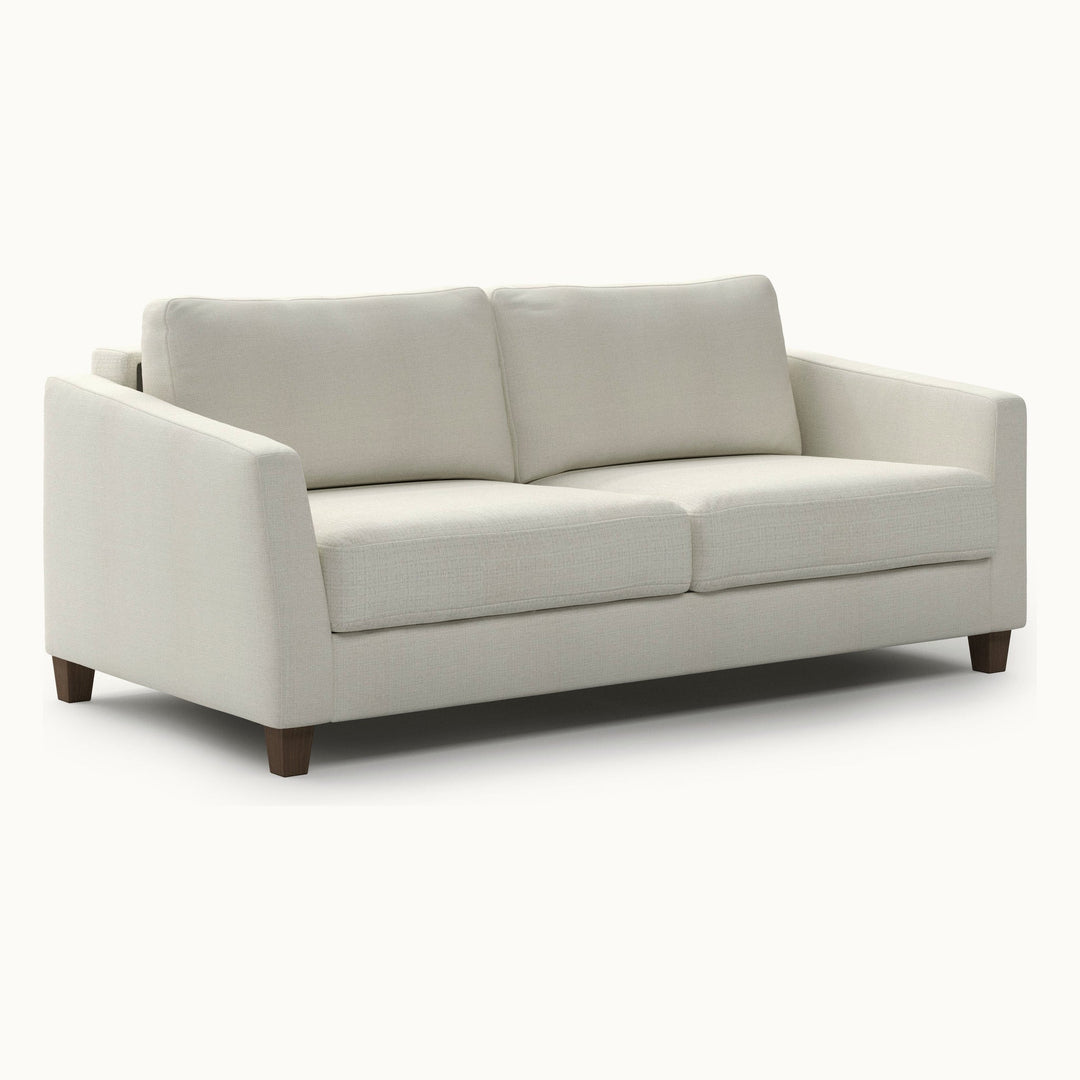 Monika Queen Loveseat Sleeper in Harmony 02, Oak legs — closed sofa, angle view - What&