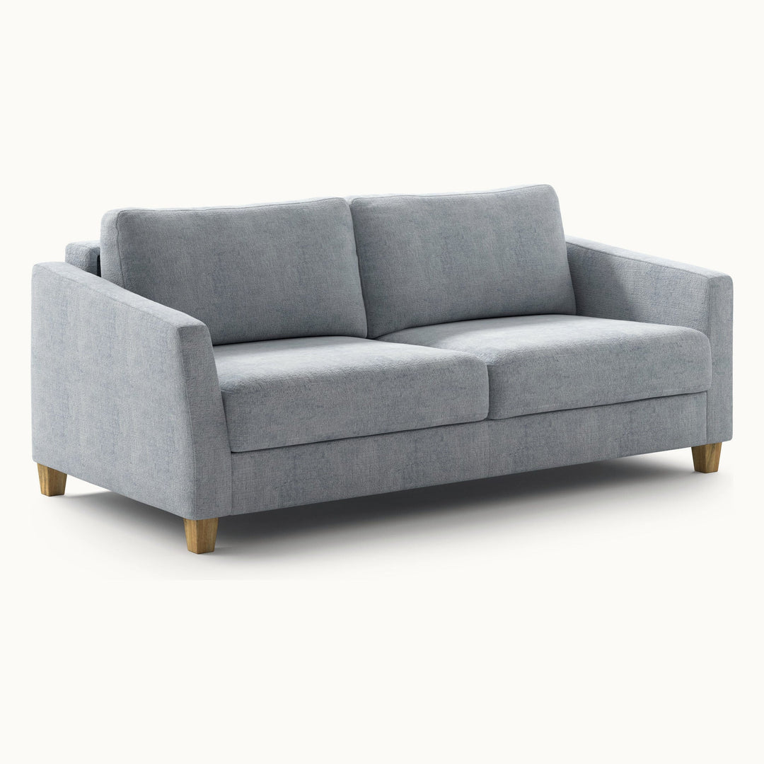 Monika Queen Loveseat Sleeper in Cerona 70, Oak legs — closed sofa, angle view - What&