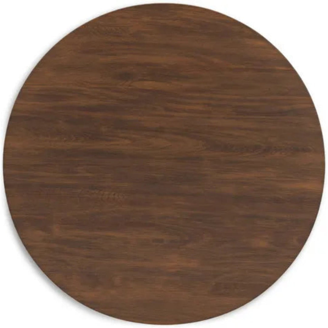 Lyncott Round Dining Table in Brown top-down view - round dining table by Ashley - Whats New Furniture Portland OR