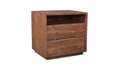 Madagascar Nightstand in Brown side angle - brown live edge acacia nightstand by Moe&