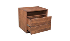 Madagascar Nightstand in Brown open drawer view - brown live edge acacia nightstand by Moe&