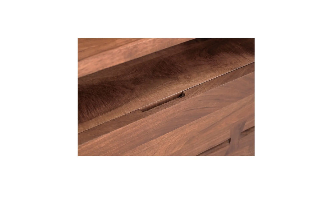 Madagascar Nightstand in Brown side detail - brown live edge acacia nightstand by Moe&