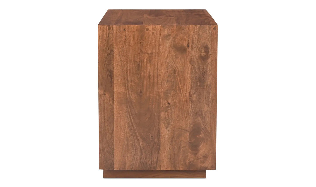 Madagascar Nightstand in Brown side view - brown live edge acacia nightstand by Moe&