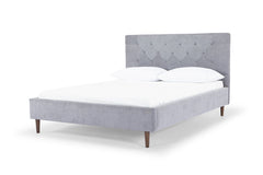Madison Queen Bed Frame in Dine Dark Grey detail view - queen upholstered bed frame private label - Whats New Furniture Portland OR