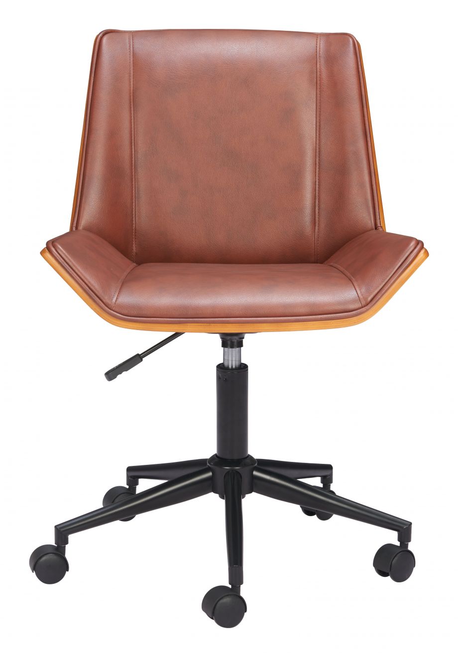 Maker Office Chair in Brown alternate front view - adjustable office chair by Zuo - Whats New Furniture Portland OR
