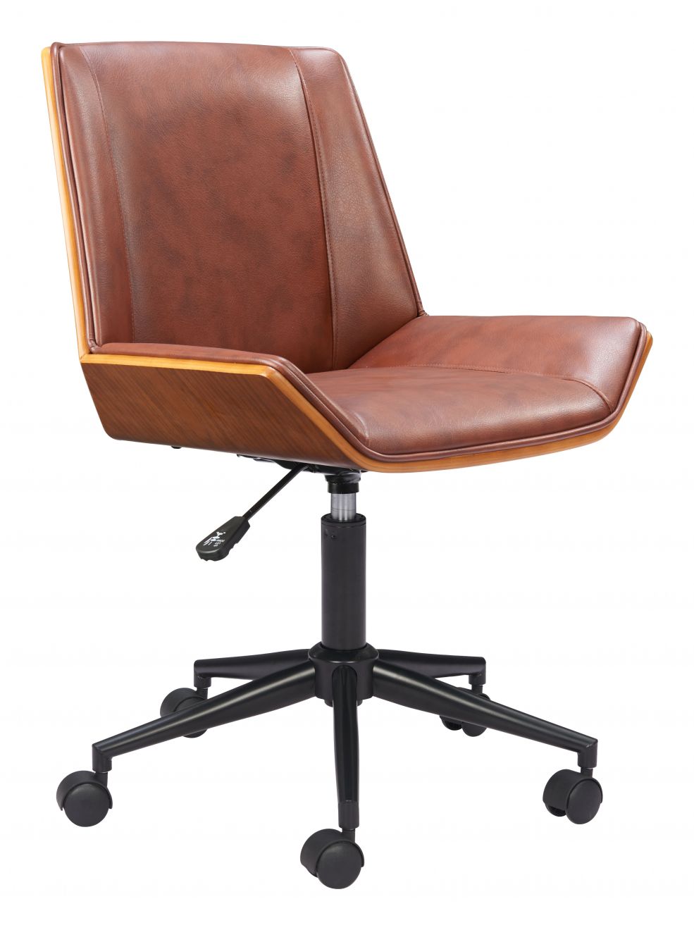 Maker Office Chair in Brown side angle - adjustable office chair by Zuo - Whats New Furniture Portland OR