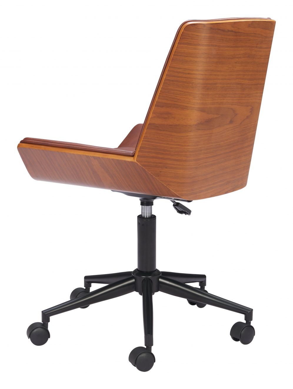 Maker Office Chair in Brown back angle - adjustable office chair by Zuo - Whats New Furniture Portland OR