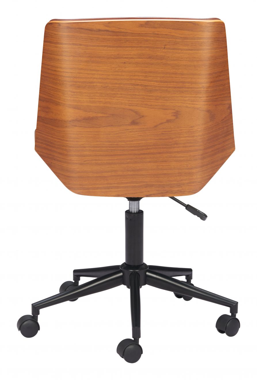 Maker Office Chair in Brown back view - adjustable office chair by Zuo - Whats New Furniture Portland OR