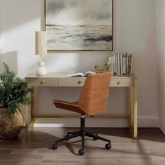 Maker Office Chair in Brown desk room setting - adjustable office chair by Zuo - Whats New Furniture Portland OR