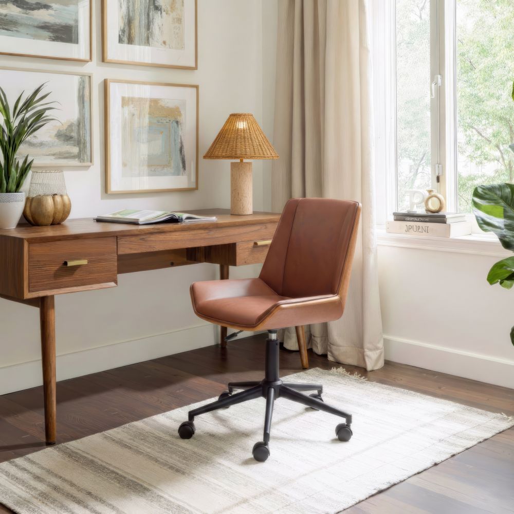 Maker Office Chair in Brown room setting - adjustable office chair by Zuo - Whats New Furniture Portland OR