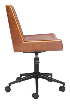 Maker Office Chair in Brown side view - adjustable office chair by Zuo - Whats New Furniture Portland OR