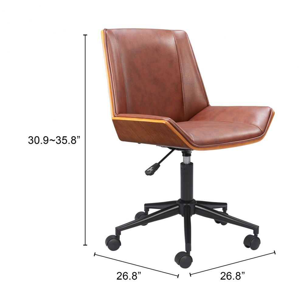 Maker Office Chair in Brown spec sheet - adjustable office chair by Zuo - Whats New Furniture Portland OR