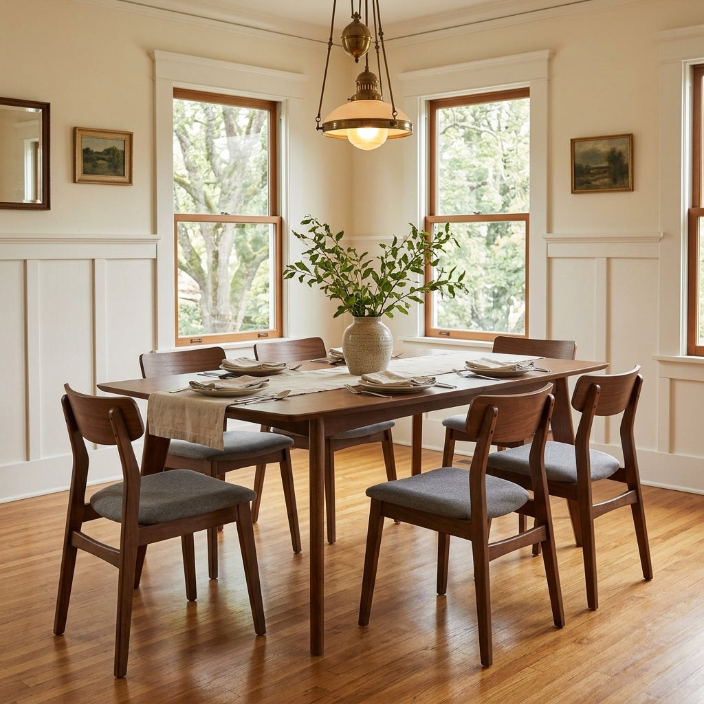 Malone Large Dining Table in walnut back view - extendable walnut dining table by Coaster - Whats New Furniture Portland OR