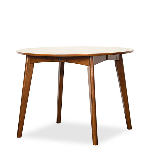 Malone Small Extendable Dining Table in walnut side angle - extendable round dining table by Coaster - Whats New Furniture Portland OR