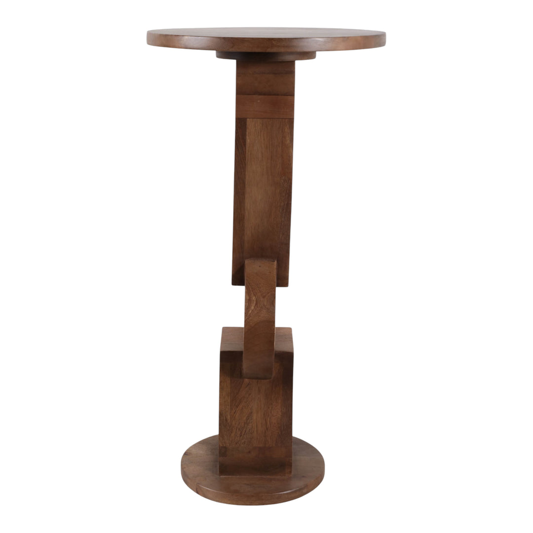 Mango Wood Ring Pedestal Drink Table 24", Honey side view - side table by Sagebrook Home - Whats New Furniture Portland OR