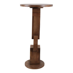 Mango Wood Ring Pedestal Drink Table 24", Honey side view - side table by Sagebrook Home - Whats New Furniture Portland OR