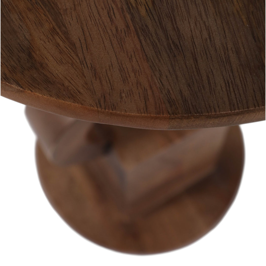 Mango Wood Ring Pedestal Drink Table 24", Honey tabletop edge detail - side table by Sagebrook Home - Whats New Furniture Portland OR