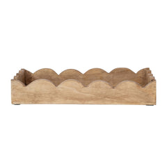 Mango Wood Scalloped Tray Natural - front view of the empty scalloped wood tray - Creative Co-Op - What&