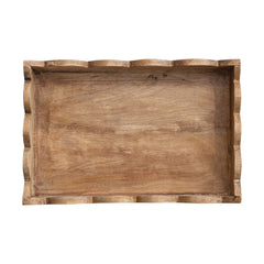 Mango Wood Scalloped Tray Natural - styled scalloped serveware detail - Creative Co-Op - What&