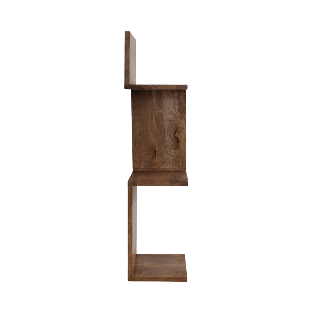 Mango Wood Zig Zag Wall Shelf 33" side view - wall shelf by Sagebrook Home - Whats New Furniture Portland OR