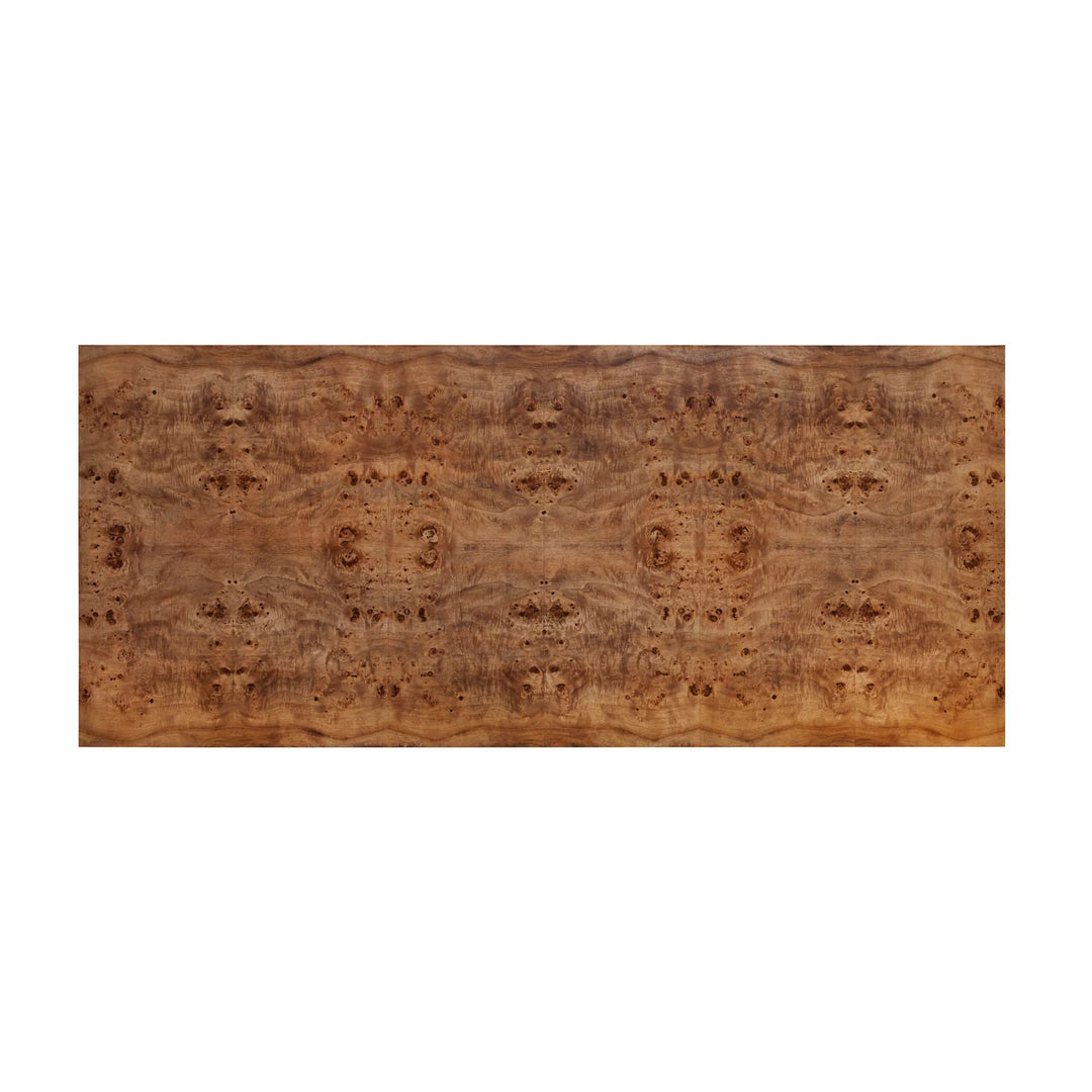 Mappa Dining Table in Dark Burl mango wood veneer three-quarter angle - dining table by LH Imports - Whats New Furniture Portland OR